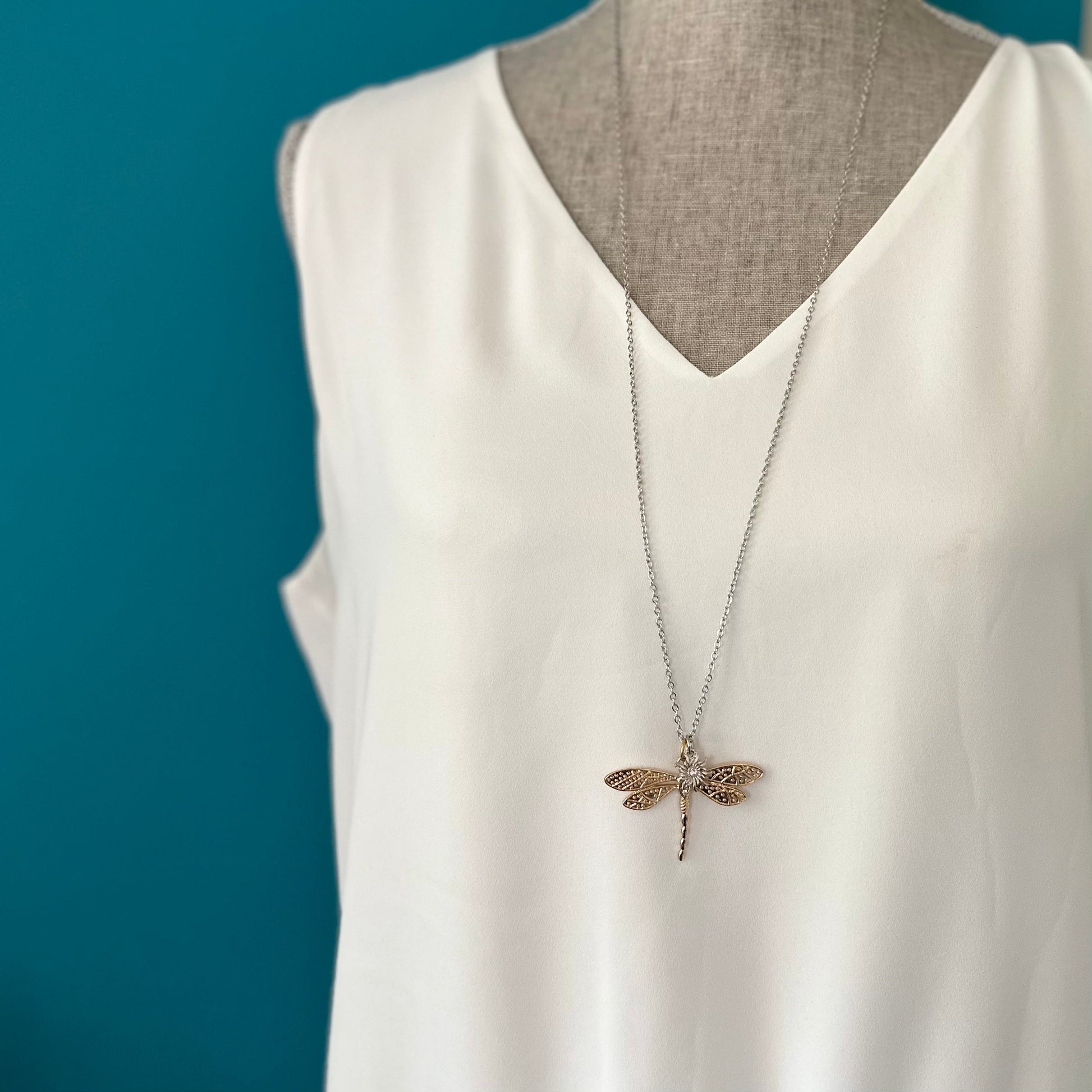 Gold Dragonfly Necklace - Velora