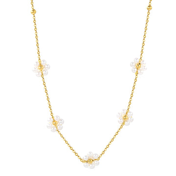 Floral Pearl Pendant Necklace