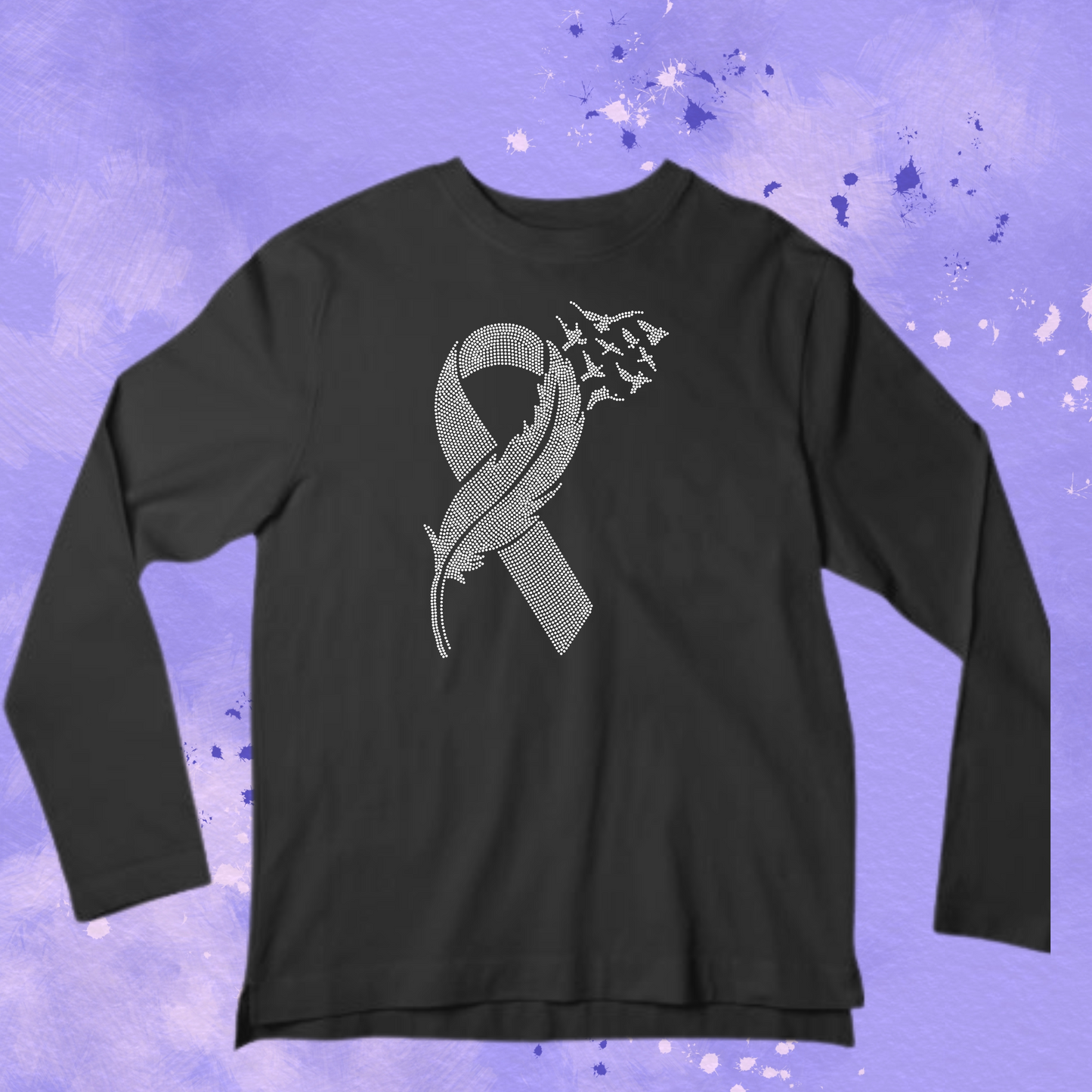 Breast Cancer Ribbon Flying Birds Rhinestone Shirt – Awareness Sparkle Bling Tee | Blingdazzel