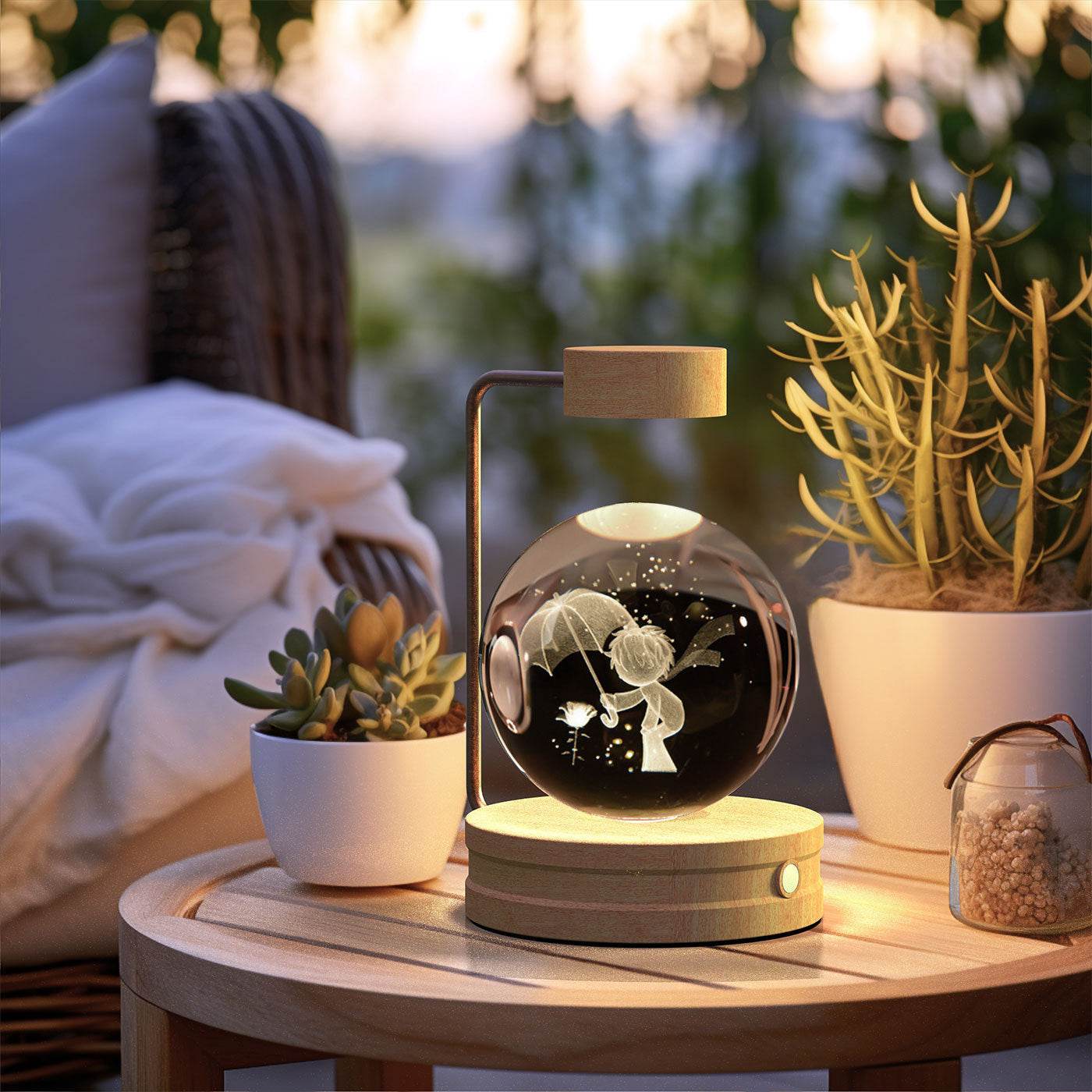 Crystal Ball Cosmic Dinosaur Indoor Night Light USB Power Warm Bedside Light Birthday Gift Night Lamp - Velora