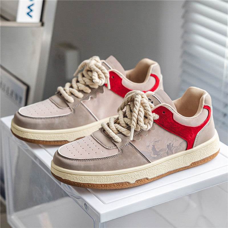 Lace-up Casual Shoes Men Soft Thick Sole Fashion Comfortable Breathable Flats Sneakers Student Platform Outdoor Walking Shoes - Velora