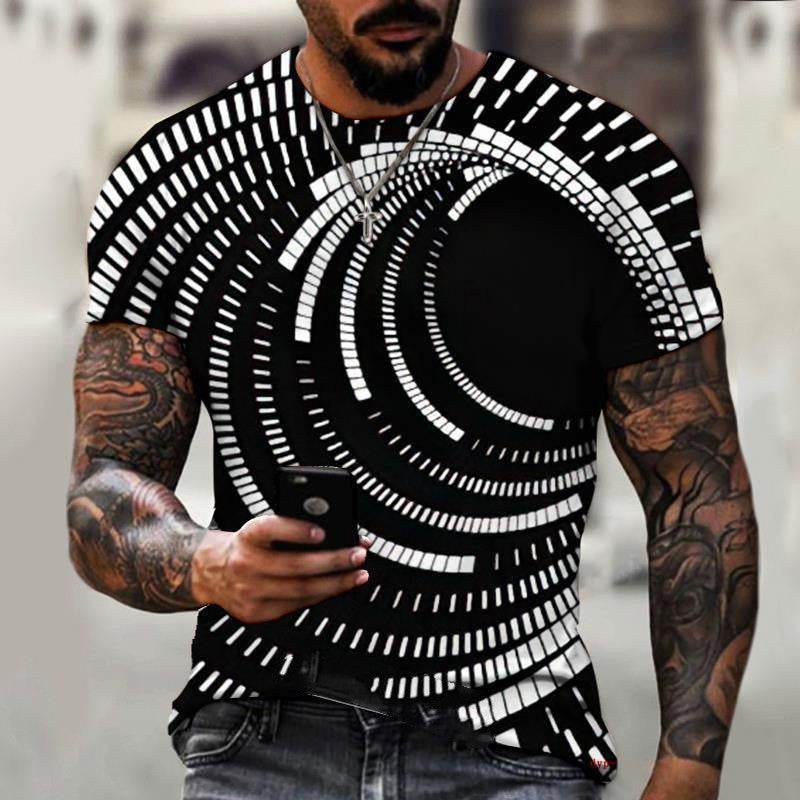 Men's Black Tech 3D Printed Short Sleeve T-Shirt