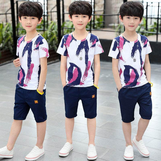 Middle-aged Children's Summer Sports Two-piece Children's Clothing - Velora