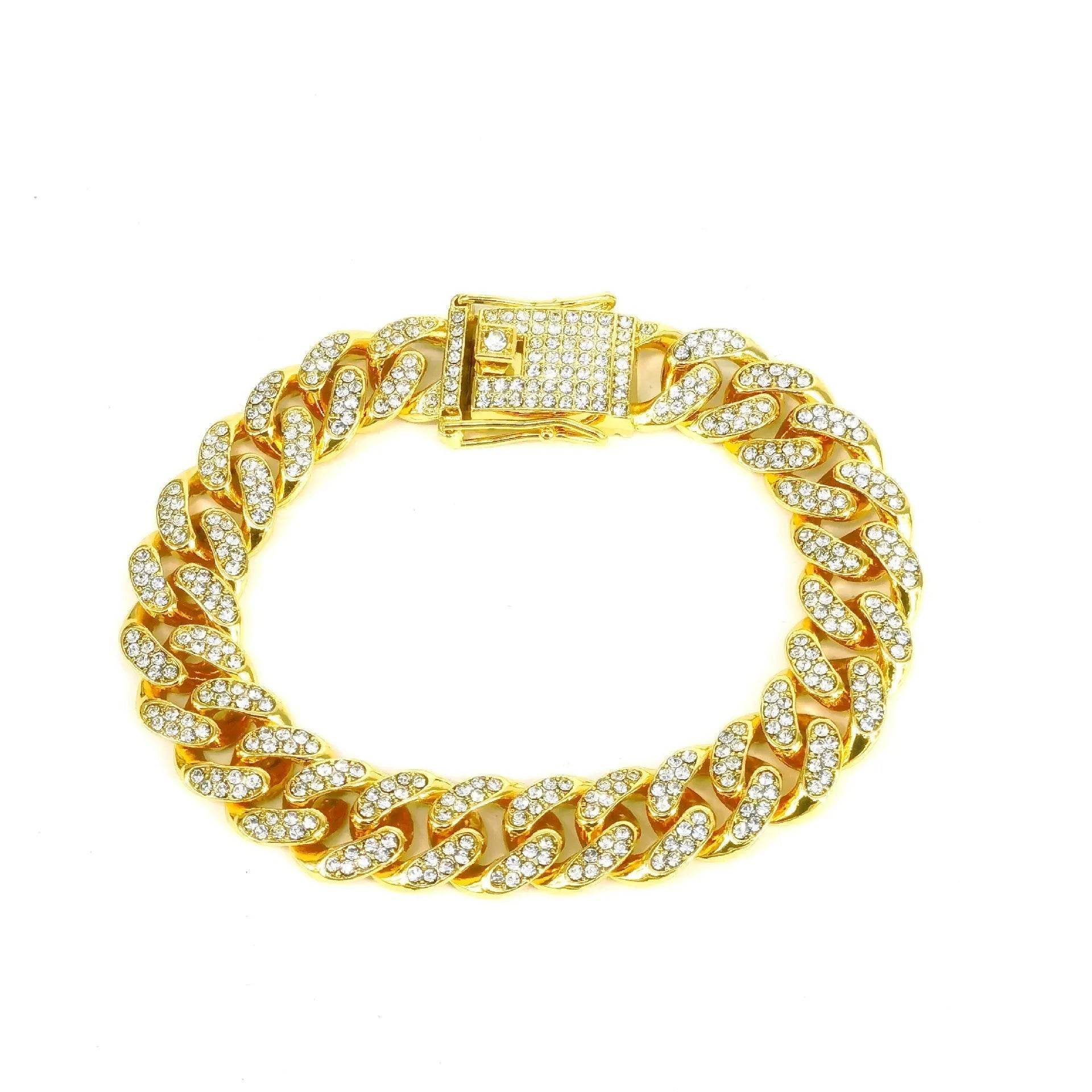 Alloy Line Cuban Link Chain Diamond Bracelet - Velora