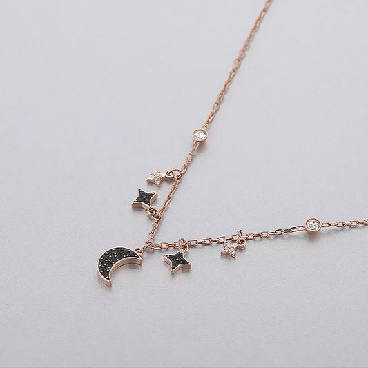Swarovski Crystal Star and Moon Necklace for Women