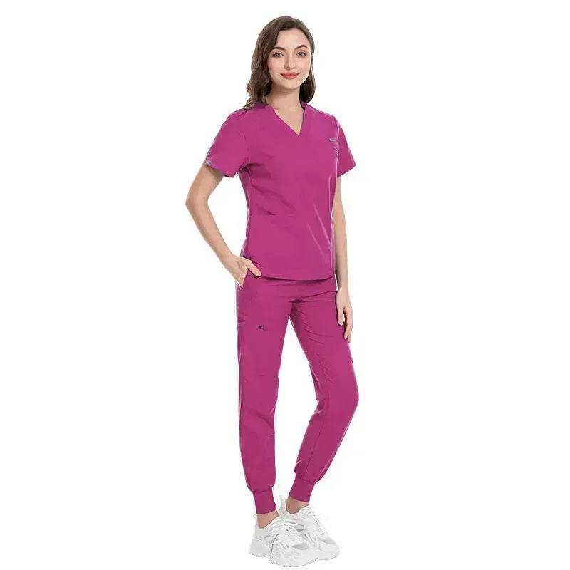 Hospital Nurses V-Neck Suit Work Uniform Workwear - Velora