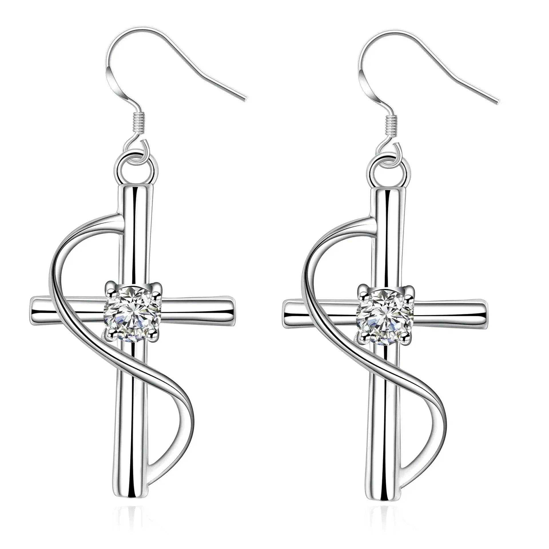 New Cross-border Popular Elongated Silver Dangling drop Earrings - Velora