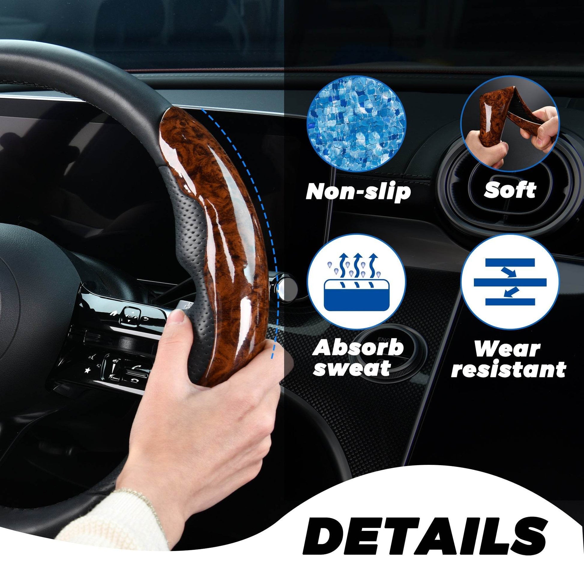 Mahogany Gray Buckle Steering Wheel - Velora