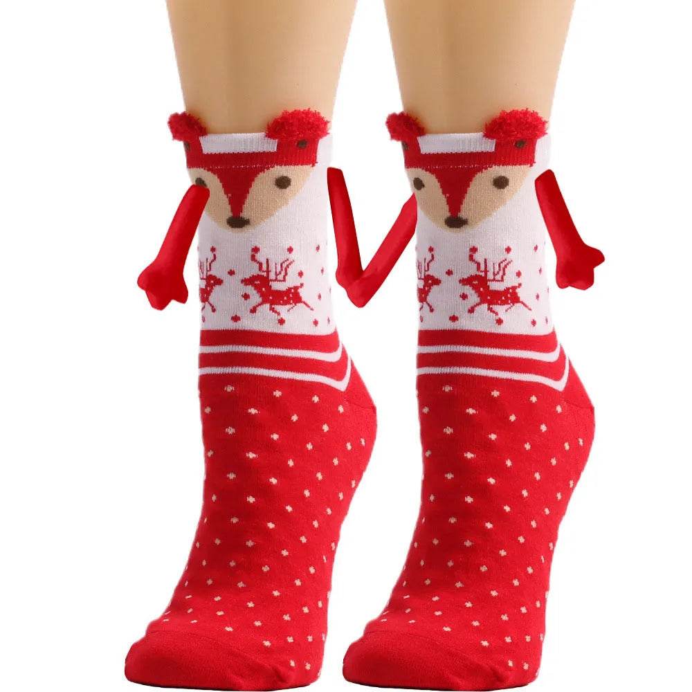 Christmas Stockings Autumn Winter Cotton Magnet Lodestone Hand Tube Socks - Velora