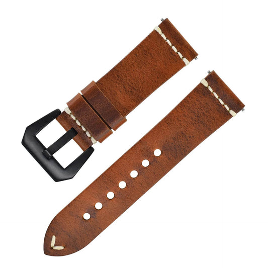 Discoloring Oil Wax Top Layer Cowhide Watch Strap - Velora