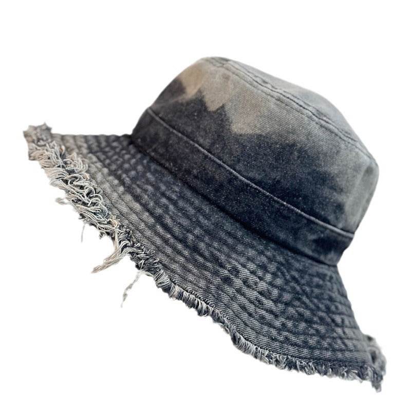 Summer Denim Bucket Hat for women Distressed Sun-proof Face-showing Small Hat - Velora
