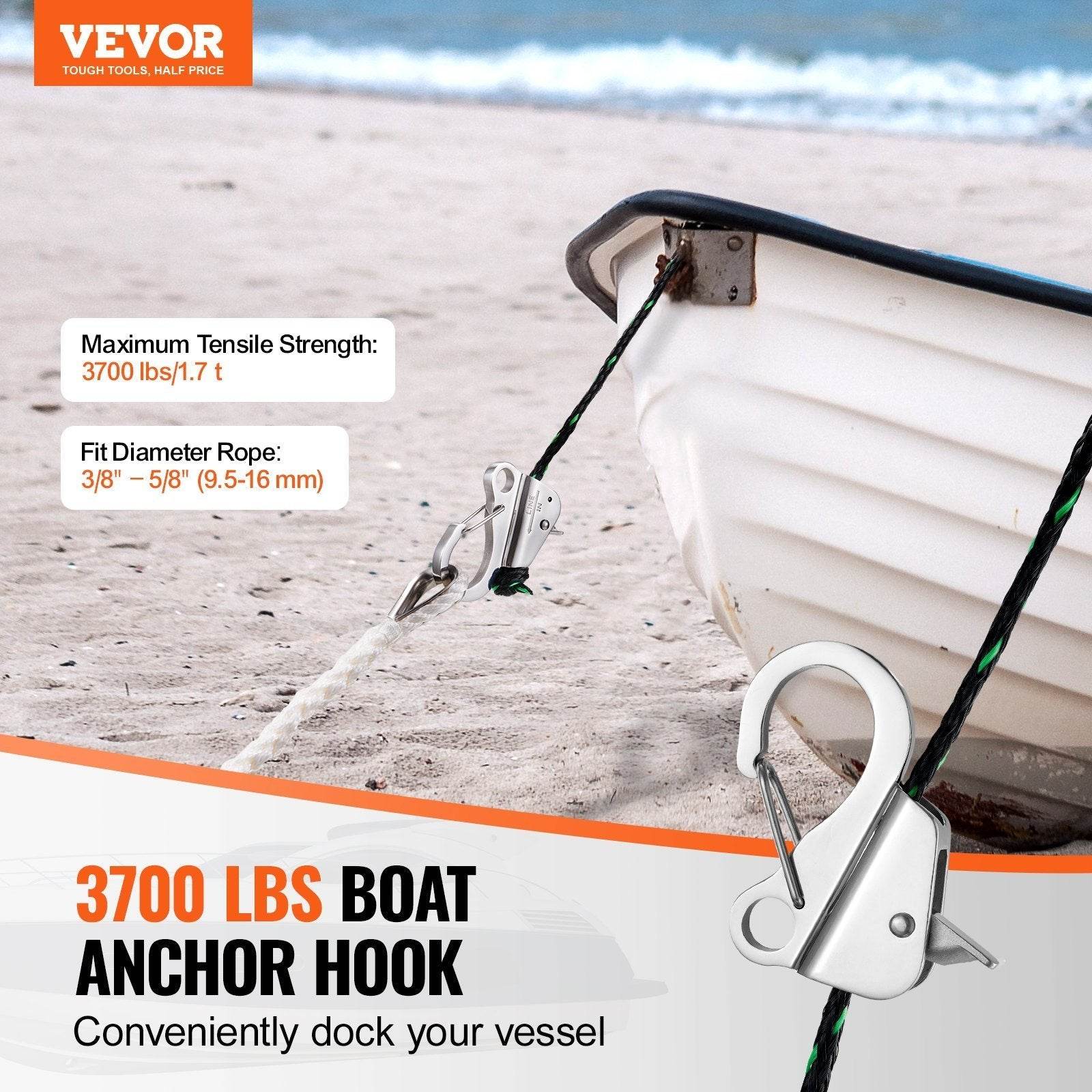 Boat Anchor Hook, 304 Stainless Steel Slide Anchor, Knotless Anchor System With Quick Release, Boat Anchor Hook Clips For - Velora