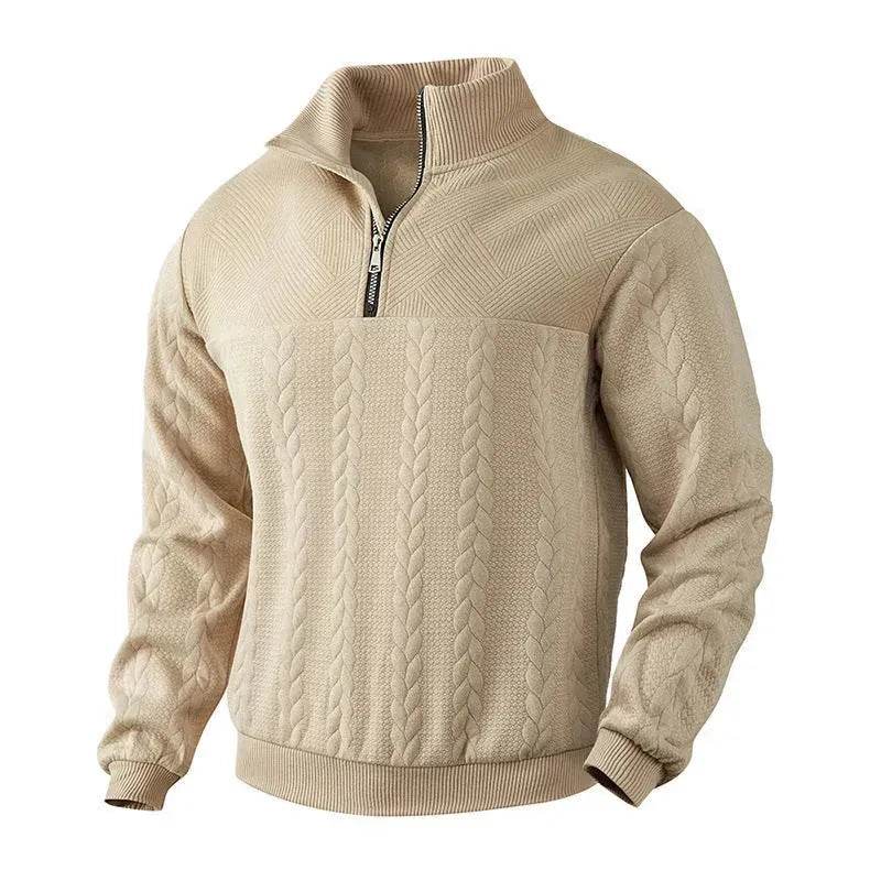 Casual Autumn Winter Half Zip Stand Collar Pullover Sweater top Men - Velora