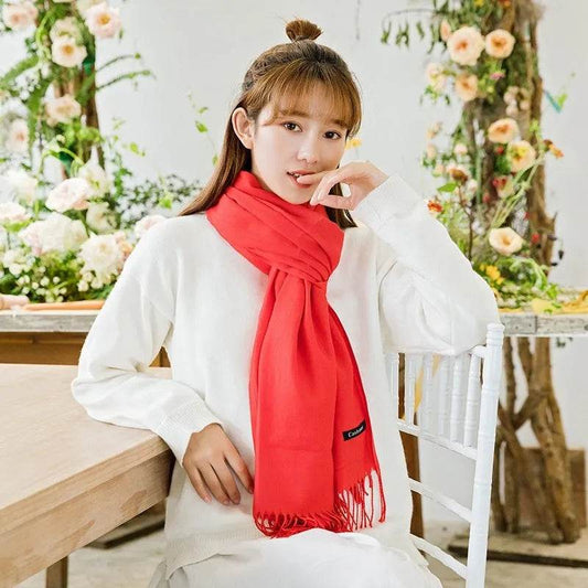 Pure Color Warm Keeping Scarf All-match Cashmere Shawl - Velora