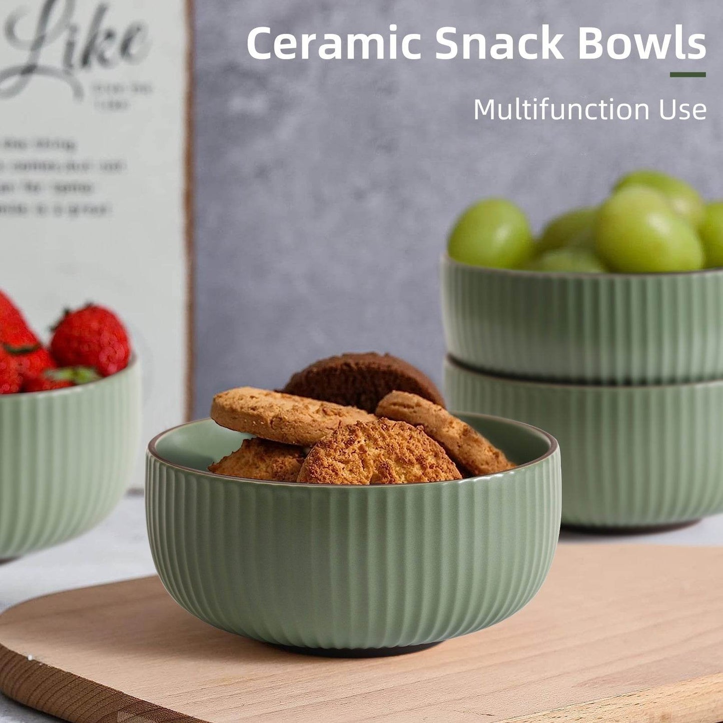Ceramic Bowls For Kitchen, 46oz Bowl Set Of 4 For Cereal, Salad, Pasta, Soup, Dessert, Serving Dishwasher, Microwave And Oven Safe - Velora