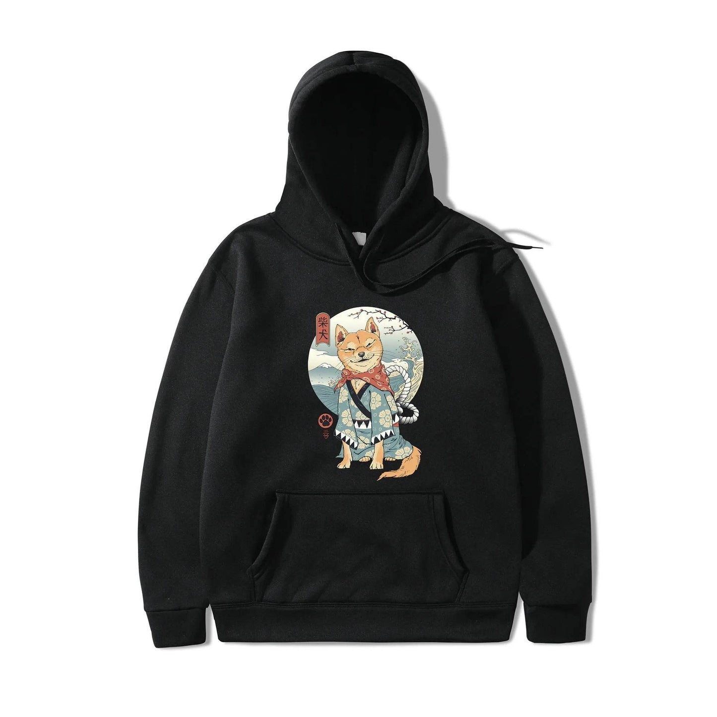 Women Shiba Inu Dog Illustration Printed Casual Hooded Sweater - Velora