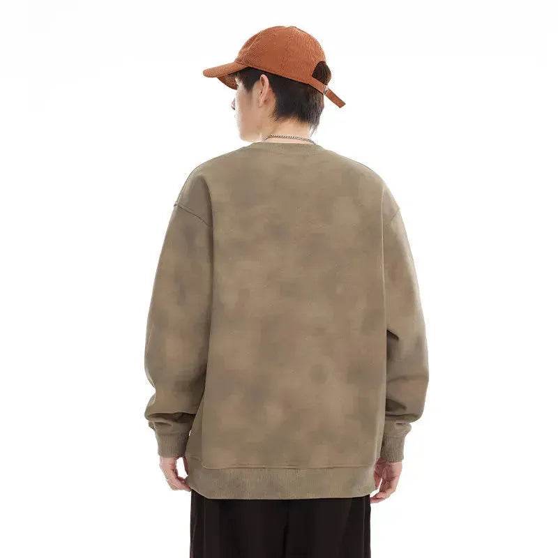 Retro heavy Oversized Crew neck Pullover sweatshirt for men - Velora