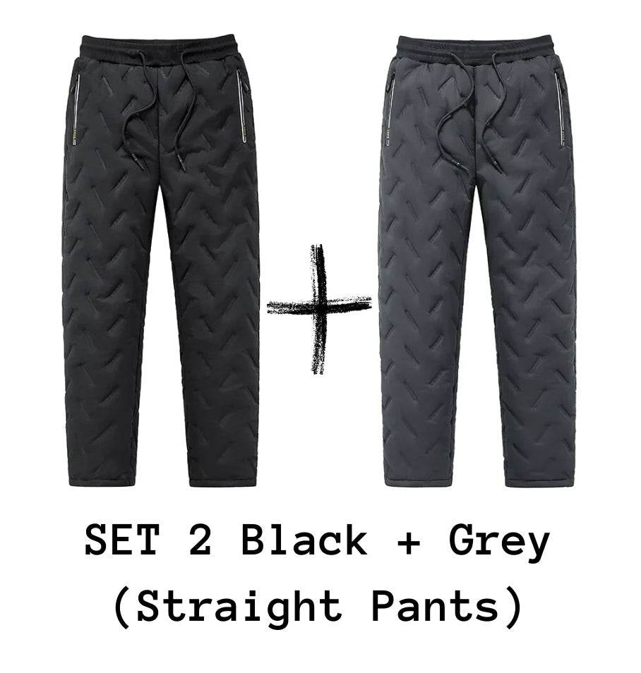 Men's Trousers Winter Velvet Thickening Loose Fleece Pants With Zip Pocket Large Size Windproof Warm Jogging Pants - Velora