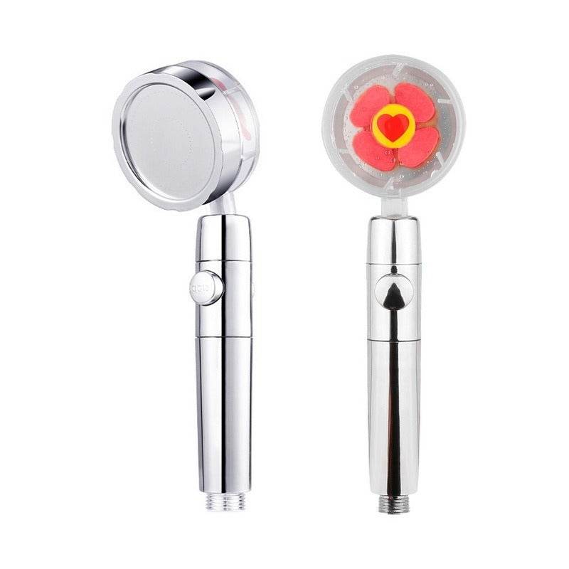 Propeller Driven Shower Head With Stop Button And Cotton Filter Turbocharged High Pressure Handheld Shower Nozzle - Velora