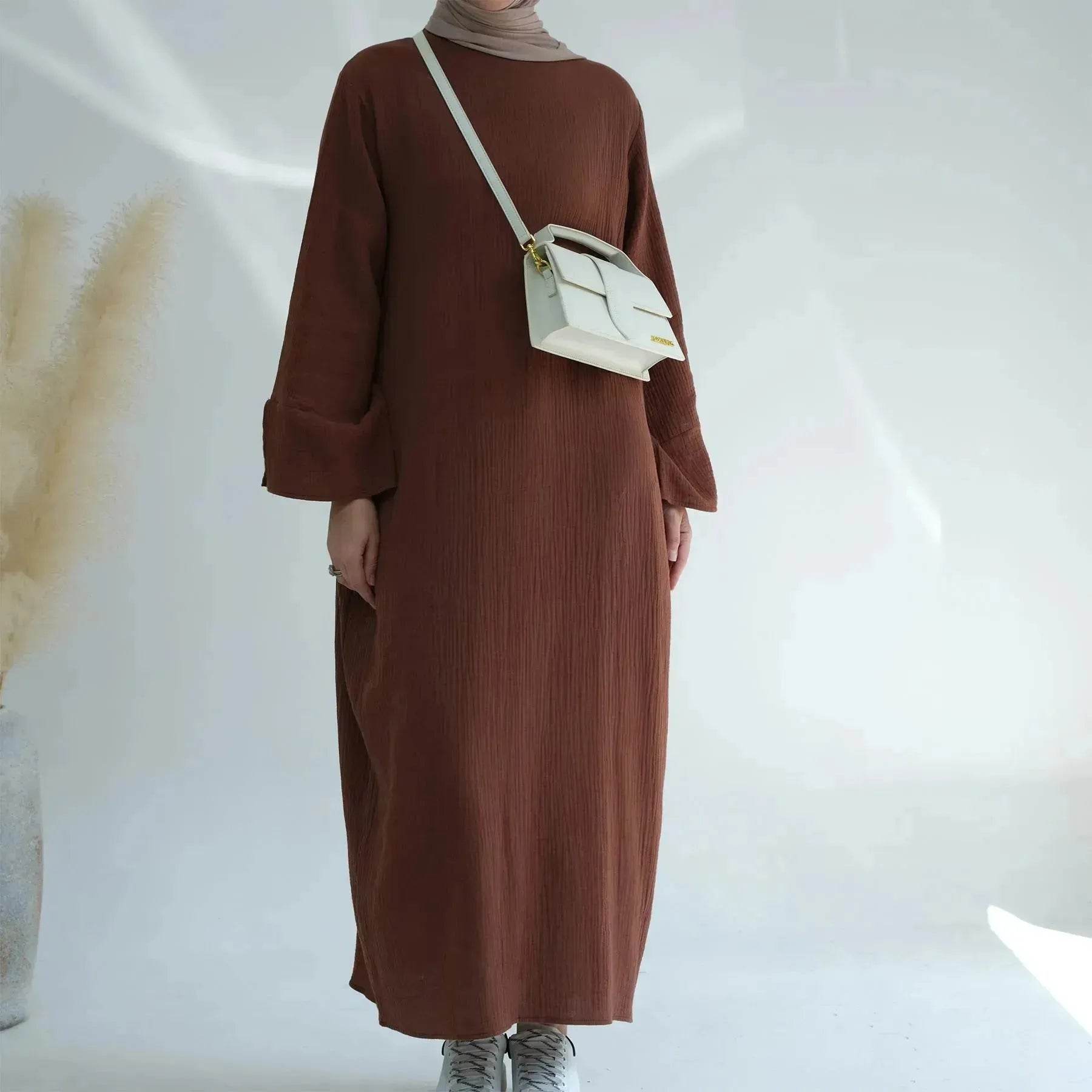 Plain Abaya Dress Eid Abaya 2025 Simple cotton abaya - Velora