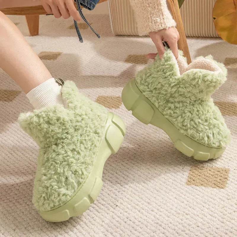 Winter Cashmere Snown Boots With 6cm Platform Warm Plus Velvet High-top Fleece Cotton Shoes Women Outdoor Indoor House Plush Shoes - Velora