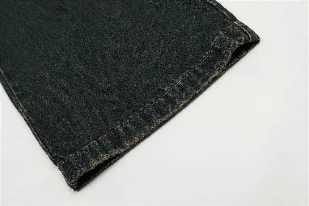 Washed Yellow Denim Bootcut Jeans Pants Men - Velora