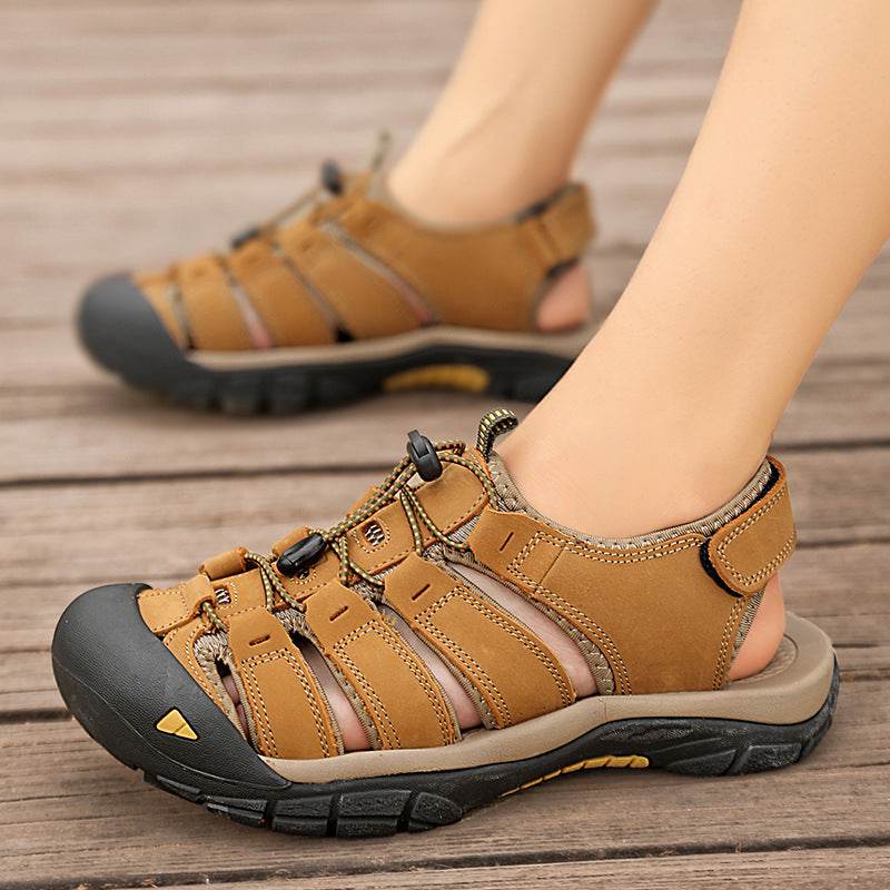 Top Layer Leather Plus Size Men's Beach Sandals