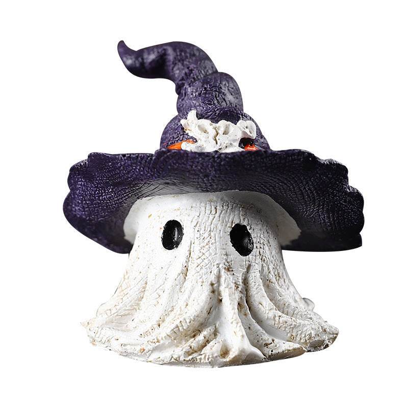 Resin Decoration Halloween Wizard Hat Ghost Ornaments - Velora