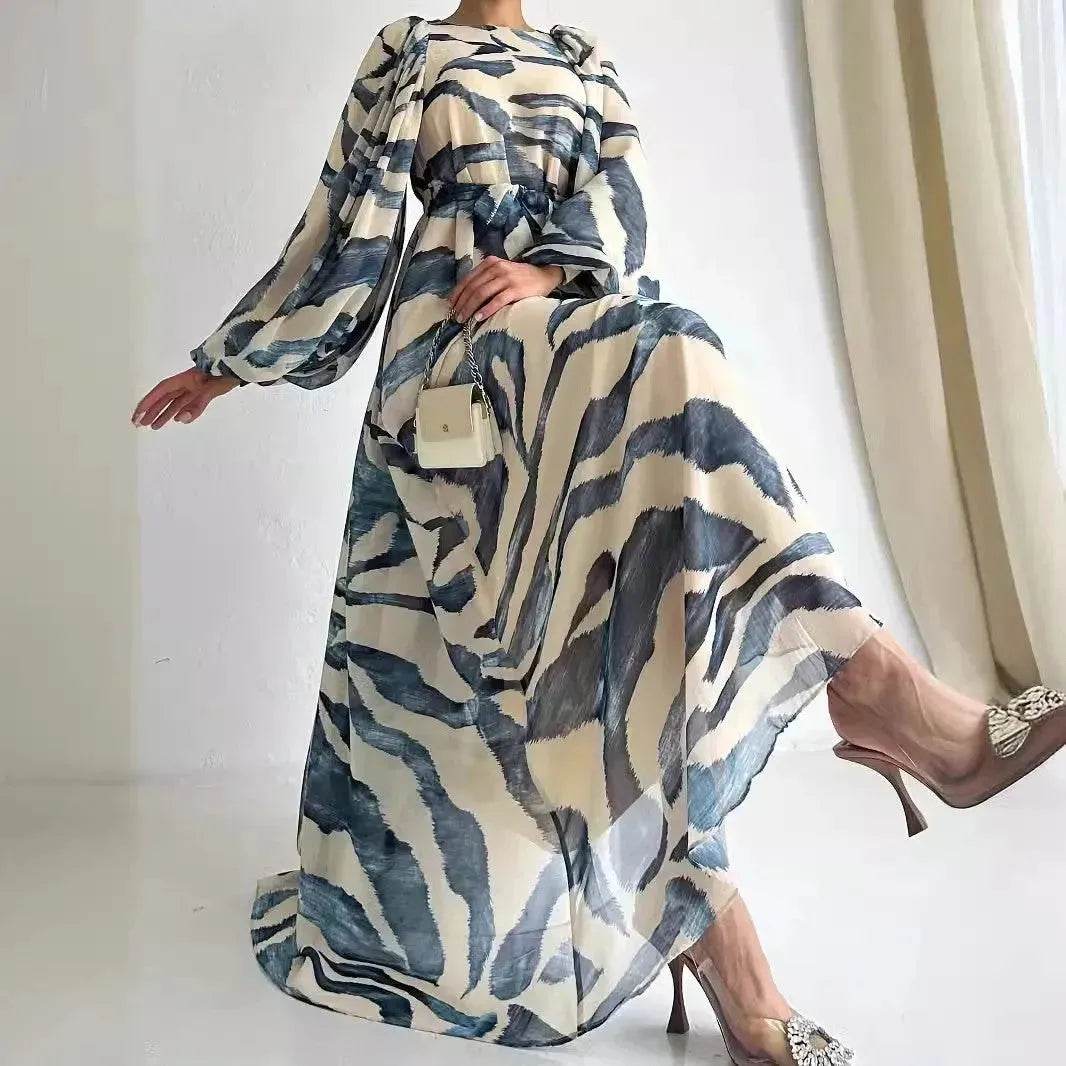 Elegant Printed Mum Long Maxi Dress - Velora