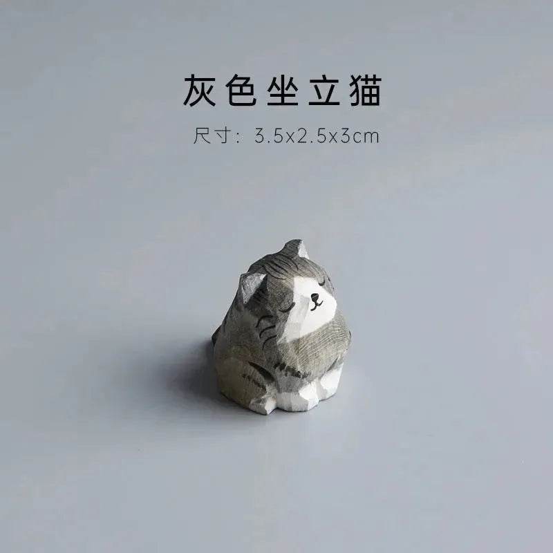 Creative Decorative Hand carved wooden Cat Trinkets Ornaments - Velora