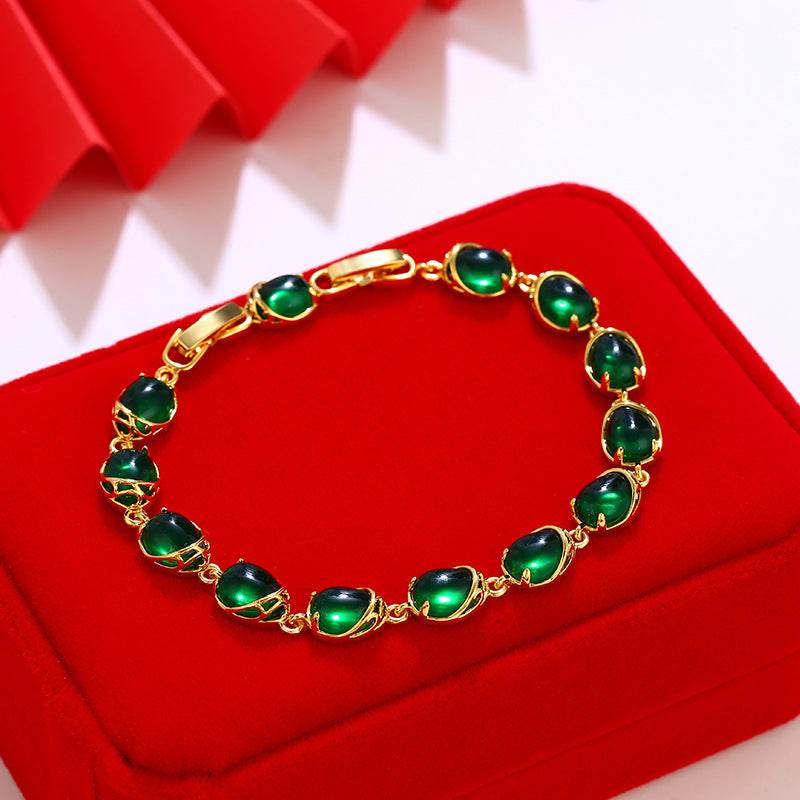 Emerald Malay Jade Elegance Retro Bracelet - Velora