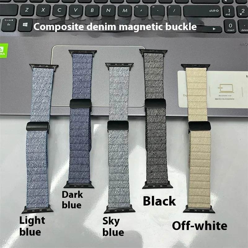 Slim Denim Magnetic Buckle Watch Strap - Velora