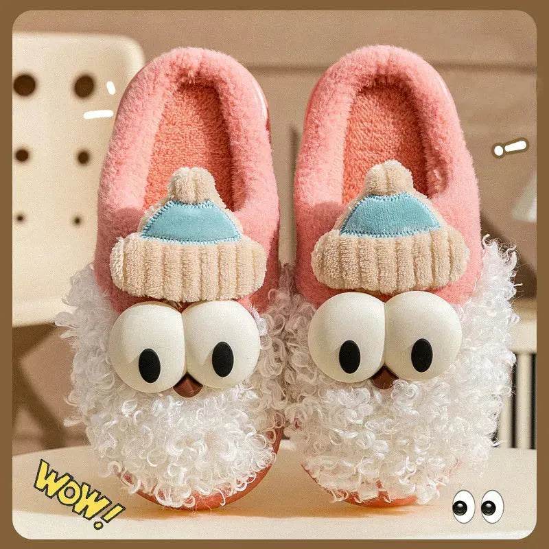 Cartoon Bearded Santa Claus Slippers Home Warm Non-slip Plush Cotton Shoes Christmas Couple Floor Bedroom Slipper Women Men - Velora