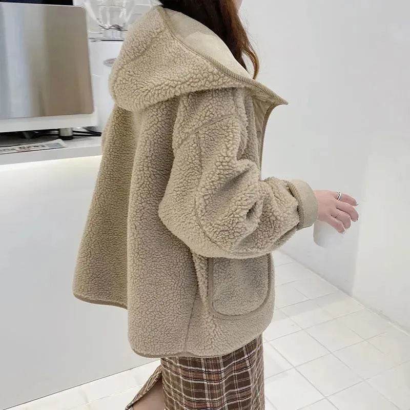 Thickened Woolen Hoodie Winter coat Fleece hooded Winter Jacket - Velora