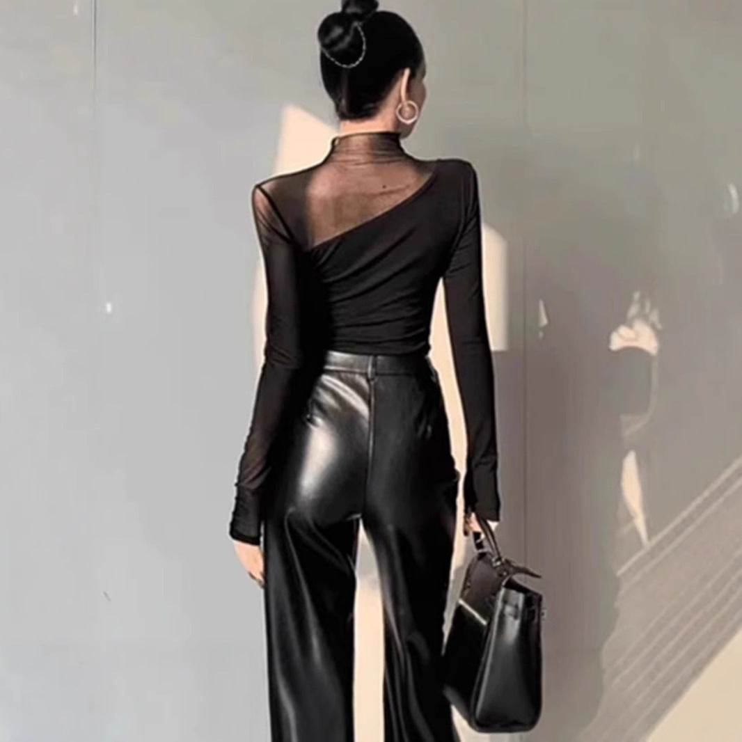 Fashion Chic Slim fit High neck bodycon top for women - Velora