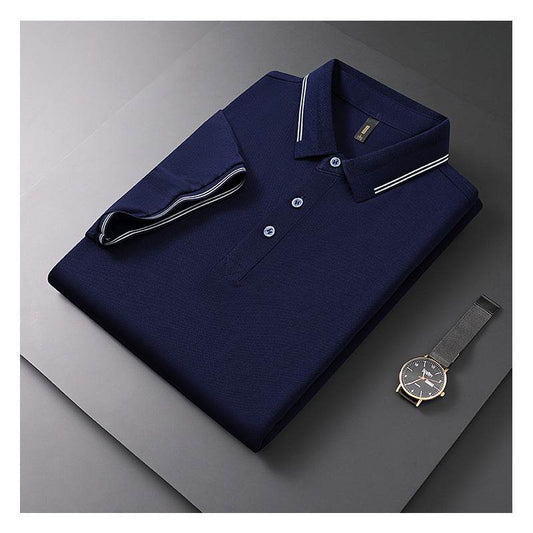 Summer New Textured Men's Polo Shirt Lapel T-shirt Top - Velora