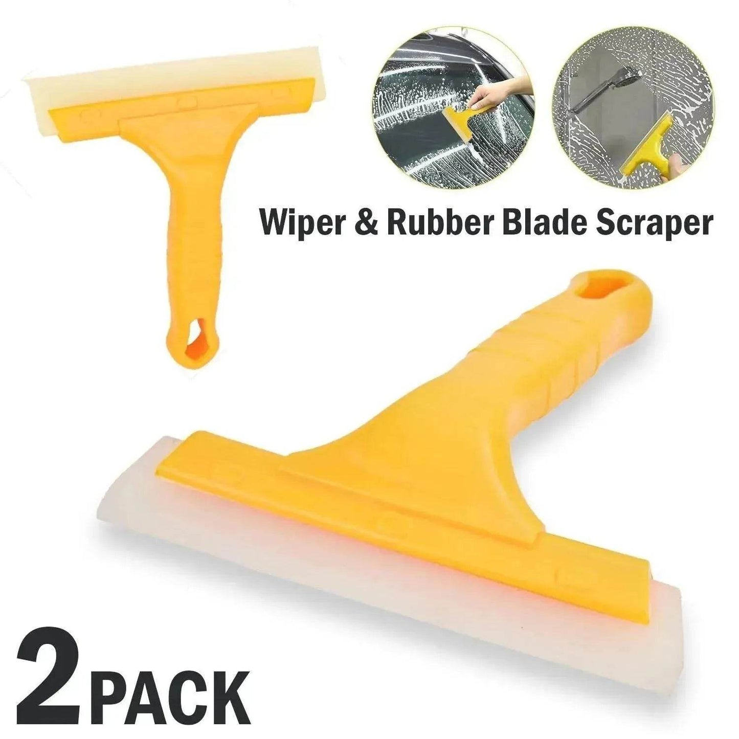2pc Window Squeegee Shower Cleaner Car Home Glass Wash Water Wiper Ice Scraper - Velora
