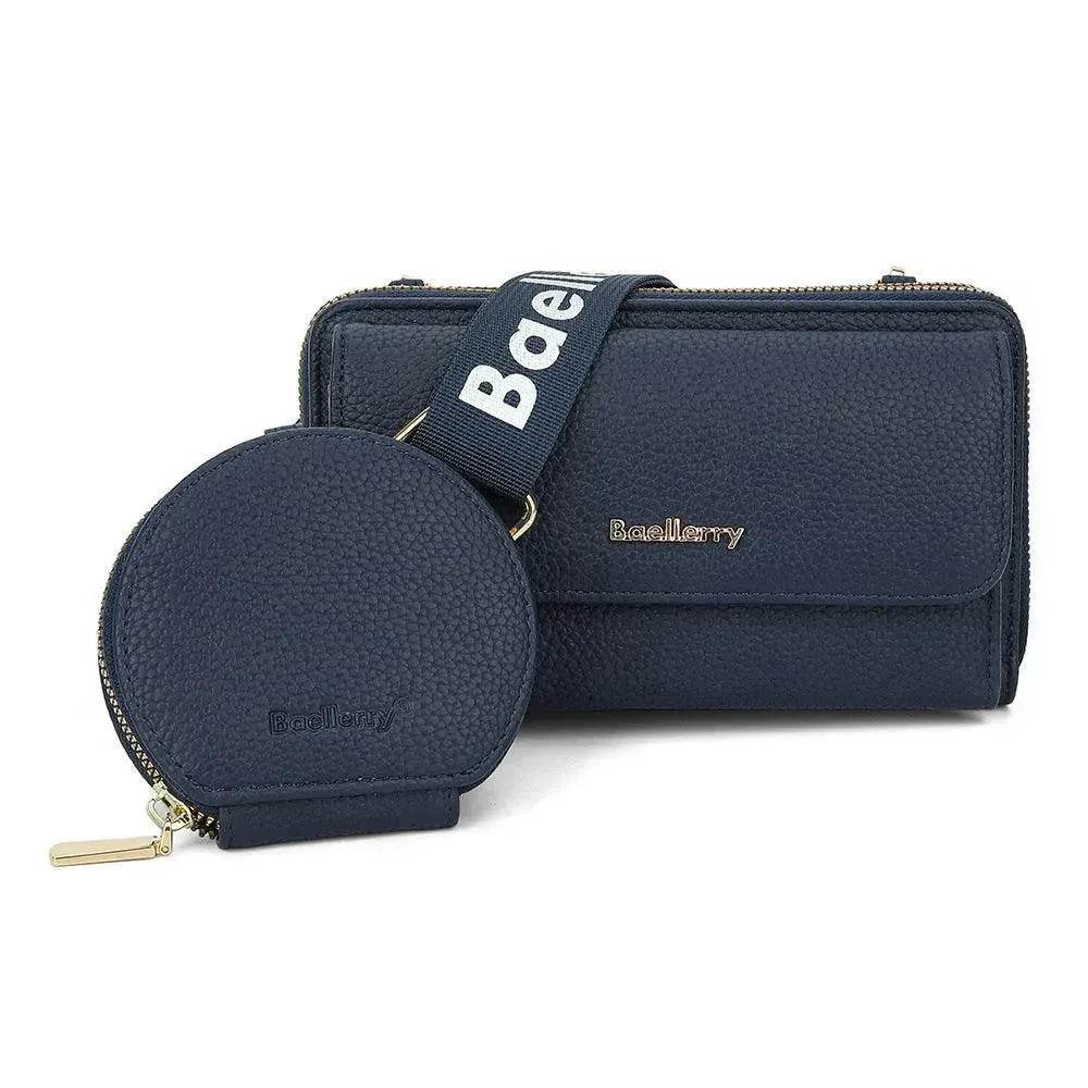 2pcs Lychee Texture Composite Bag Fashion Mobile Phone Bag With Small Coin Purse Letter Print Zipper Crossbody Shoulder Bag - Velora
