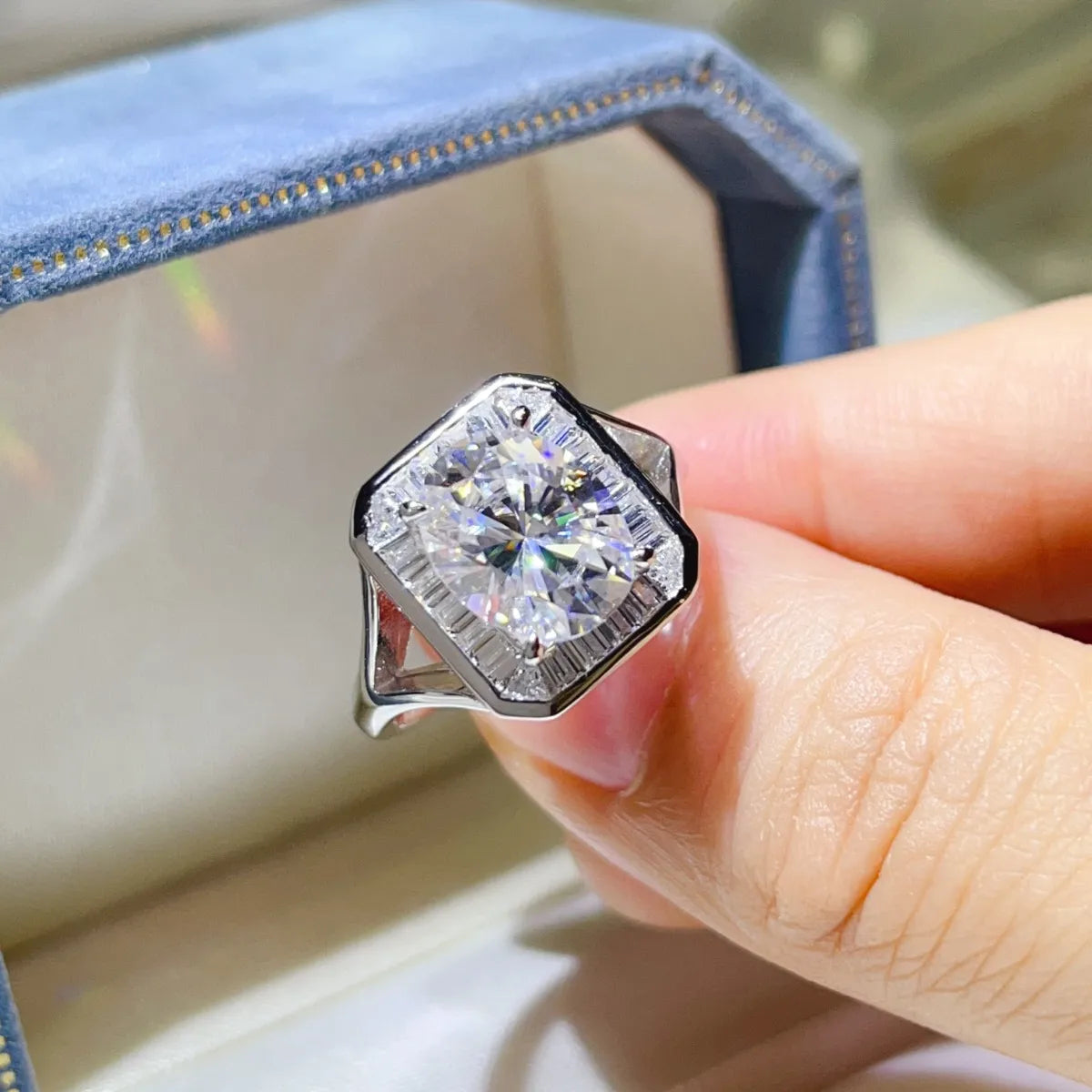3 Carat Moissanite Engagement Square Ring - Velora Luxury Fashion
