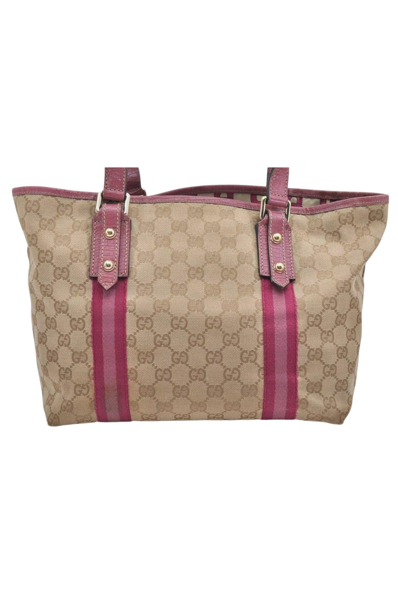 GUCCI Sherry Line Shoulder Tote Bag GG Canvas Leather Beige 7192K - Velora