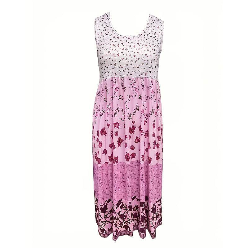Casual Summer Boho Dress Floral Sleeveless Midi Dress - Velora