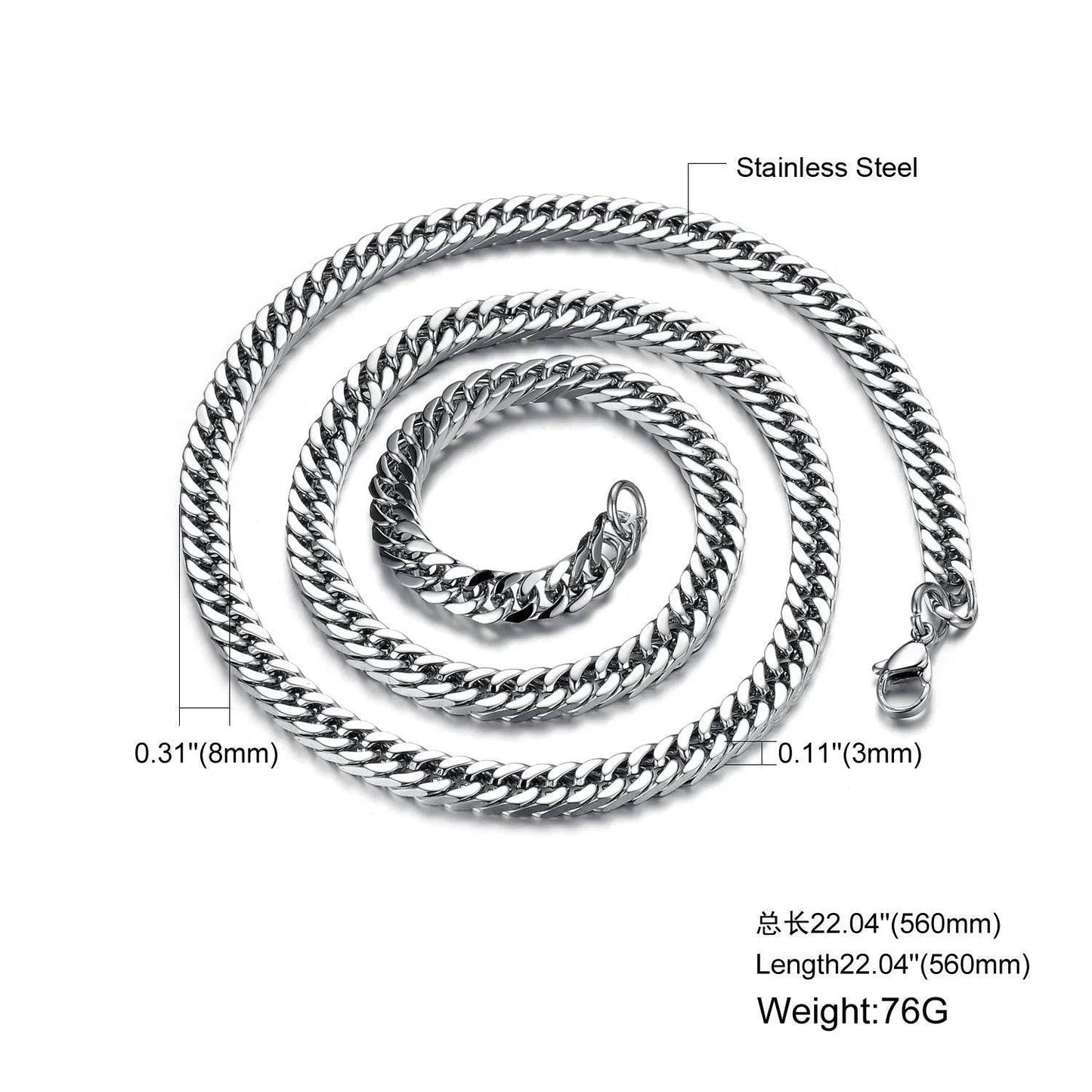 Man Necklaces Classical Stainless Steel Link Chain - Velora