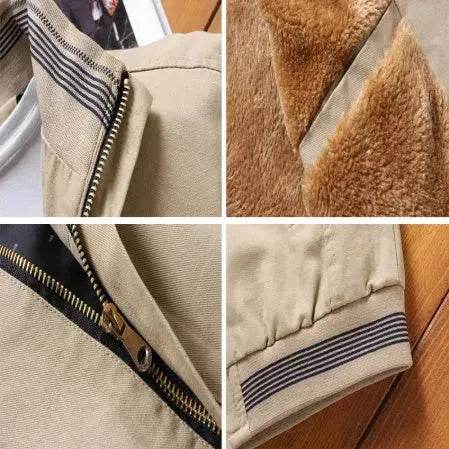 Men Plain Work Zip Up Hooded Winter Jacket - Velora