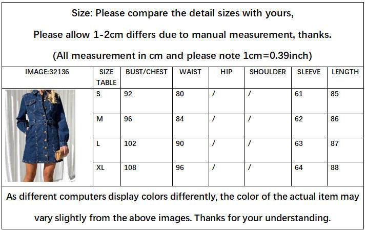 Fashion Casual Button Denim Dress Women - Velora