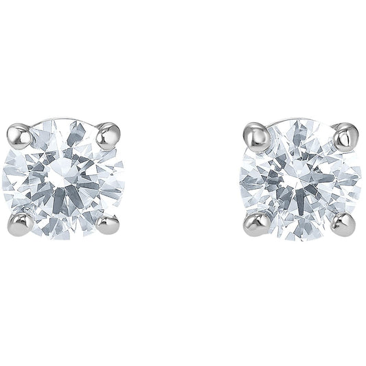 Swarovski Stilla Attract Stud Pierced Earrings Clear Round-Cut Stones in a Rhodium-Finished Setting Part of the Swarovski Stilla Attract Collection