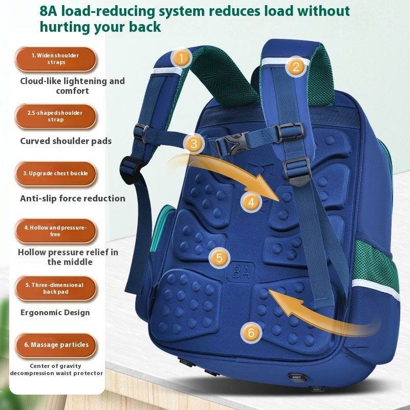 Elementary School Spine Protection Backpack Water resistant School bag - Velora