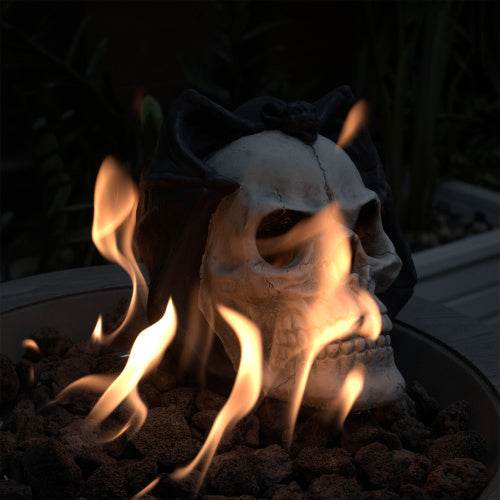 Fire Pit Demon Skull Gas Log For Ventless Vent Free, Propane, Gel, Ethanol, Electric, Outdoor Fireplace And Fire Pit, Halloween Decor - Patent Pending - Velora