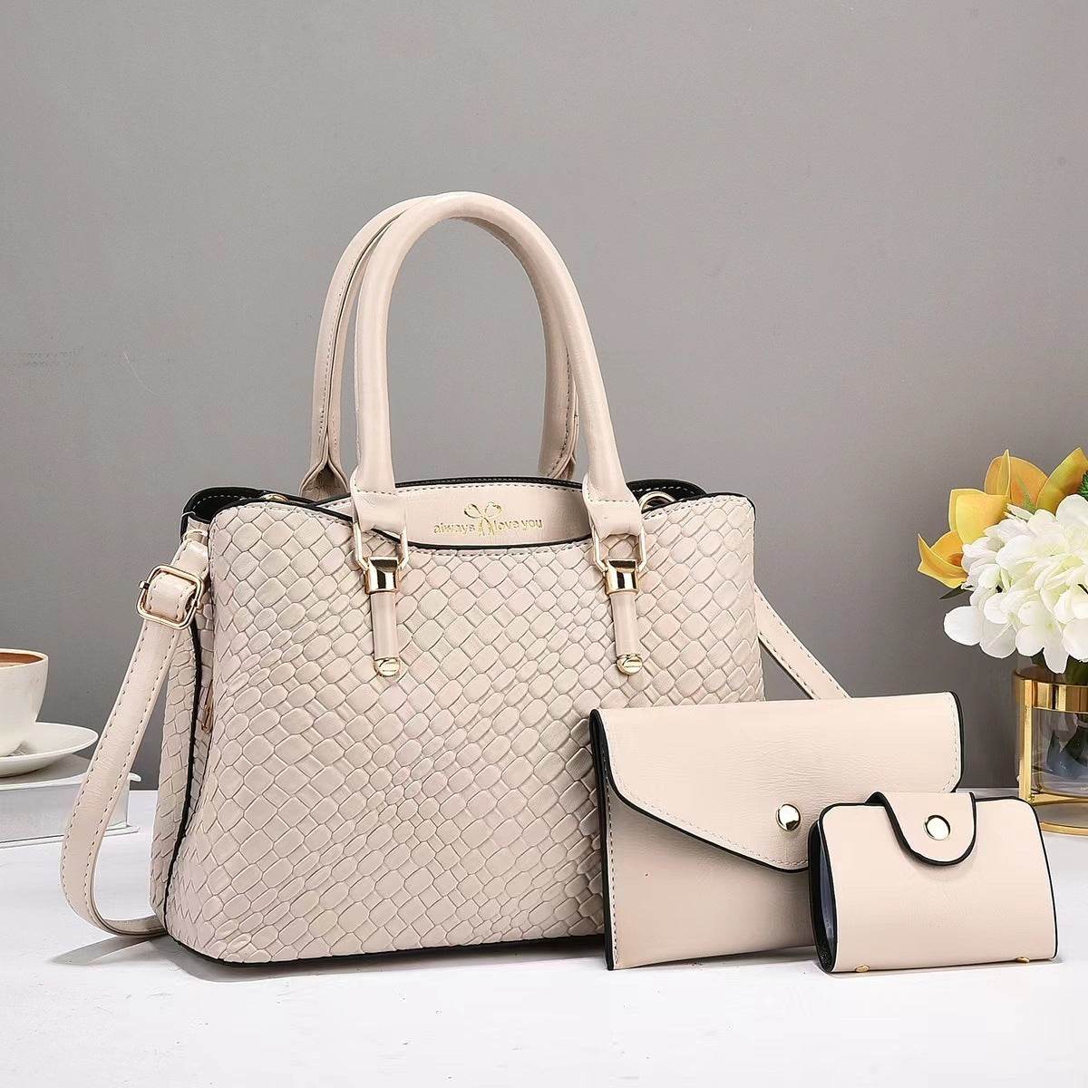 Woven Texture Three-piece Set Large Capacity One Shoulder Combination Bags women - Velora