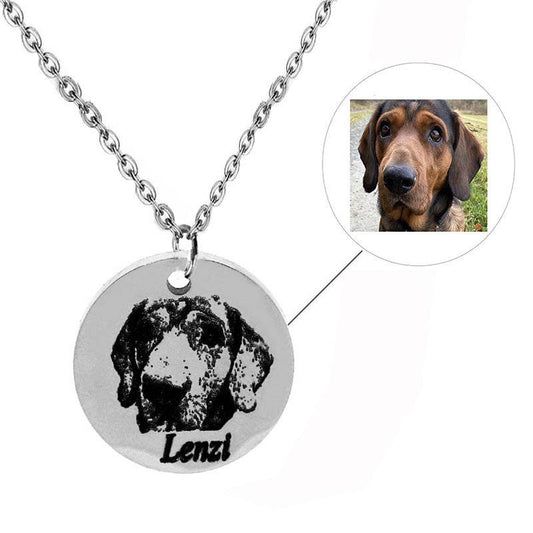 Personalized Pet Photo Disc Necklace Ladies Kitten Name Pendant Necklace Custom Animal Stainless Steel Necklace Jewelry - Velora