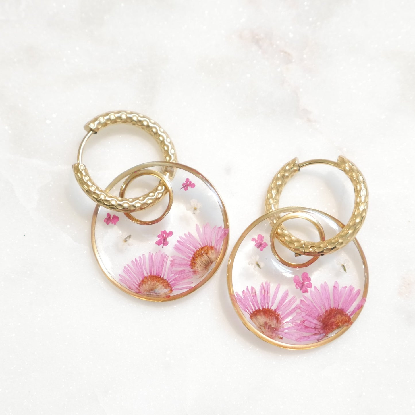 Boucles d'oreilles Thalia fushia - rond - (XL) - Velora